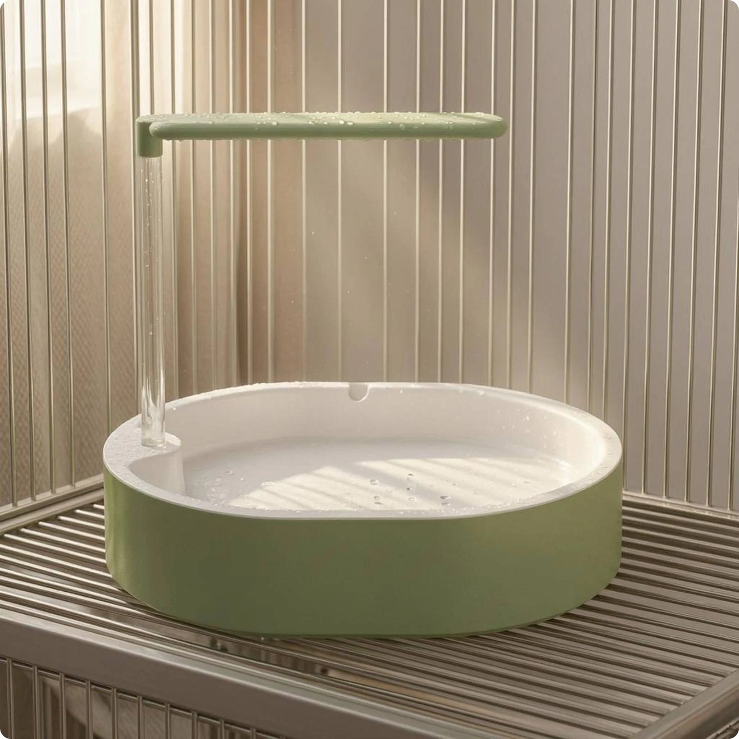 Parrot Bath Basin Green and White Bird Shower Bath Parrot Bathtub Plastic Pet Accessory Transparent
