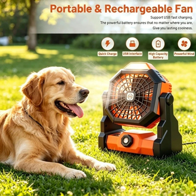 7800mAh Portable Rechargeable Camping Fan with LED Outdoor Cooling Fan for Human Pet Dogs Cats Personal Fan for Travel Hiking선풍기