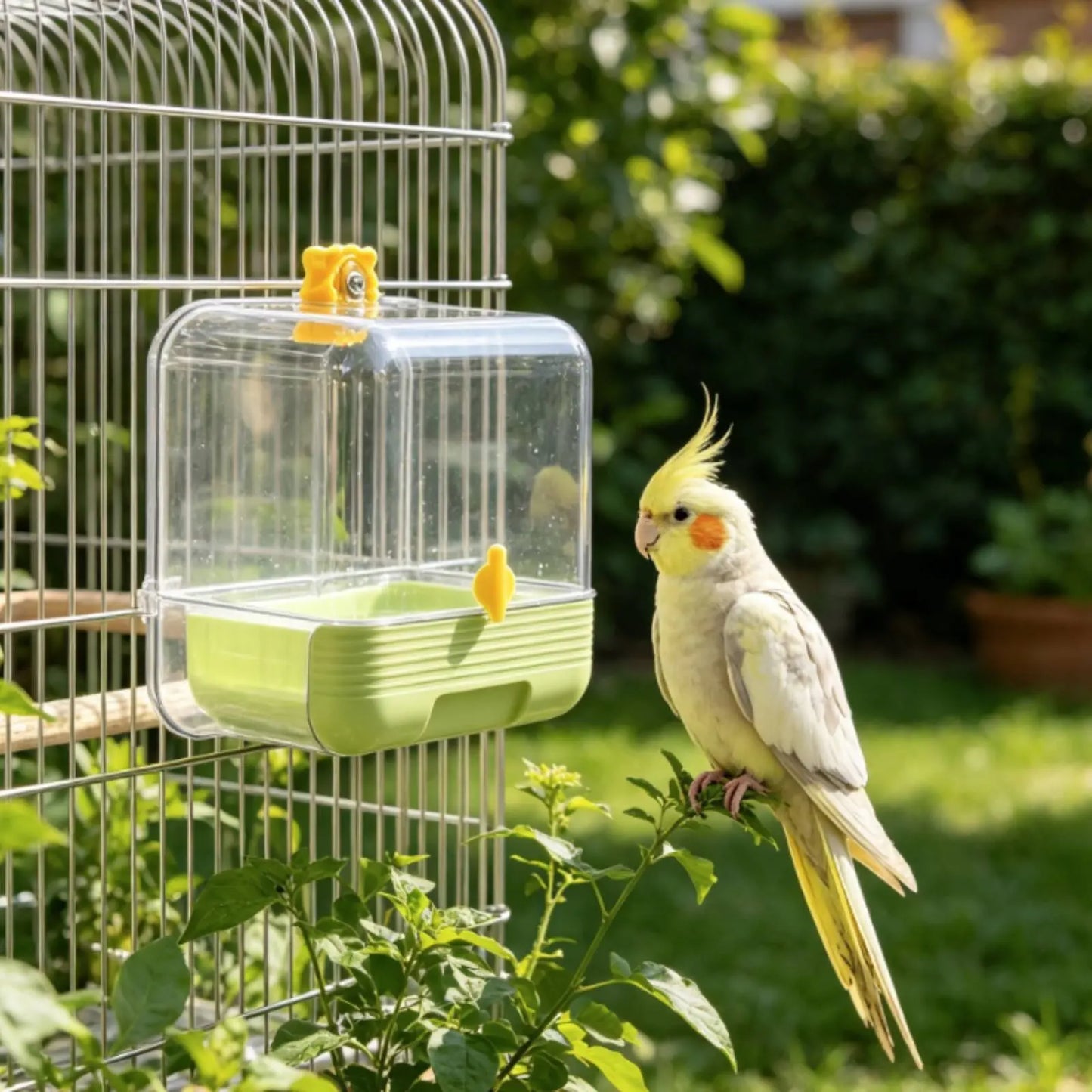 Parrot Bathing Tub Multi Function External Bird Bath Parakeet Bathing Enclosure No Mess Pet Supply Leak Resistant