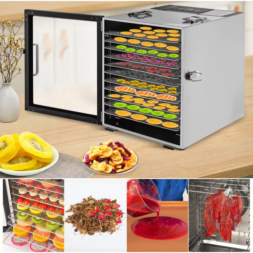 Electric Food Dryer-Dehydration Stainless Steel Household Herb Seasoning & Fruit & Vegetable Dehydrator for Pet Food Air Dryer