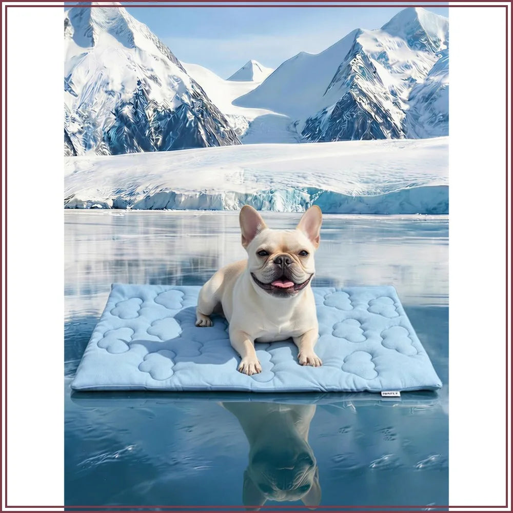 Dual-Sided Cooling Mat for Dogs – Cooling Fabric for Summer, Velvet for All Seasons – Portable for Crate, Car Seat, Sofa & Floor, Machine Washable, Keeps Cats, Dogs & Puppies Cool, Cloud Blue