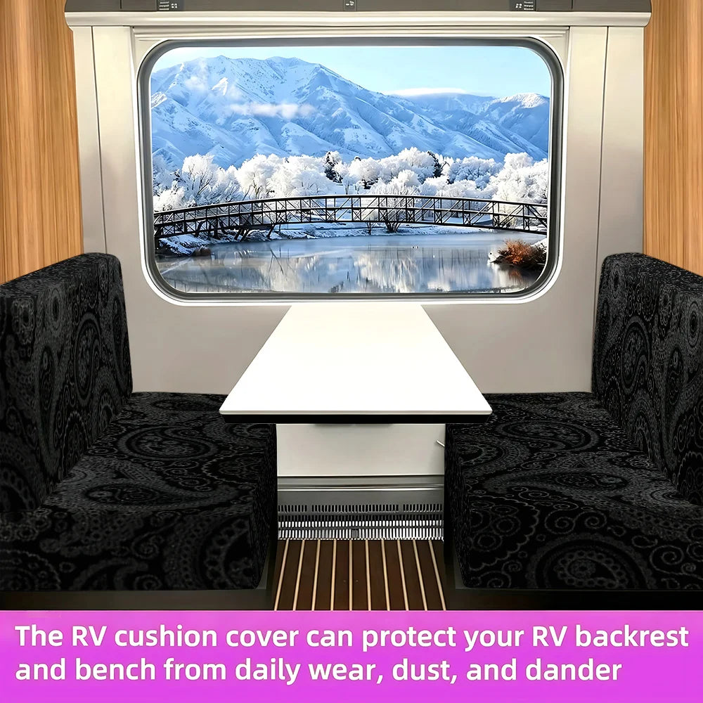 2D Flat RV Seat Covers, Abstract Swirl Pattern Printed Sofa Cushion Covers, RV Sofa Protectors, Elastic Fabric Easy to Install, Machine Washable Anti-Pet Scratching, Comfortable Fit for Sofas, Suitable for Double Sofas, Rvs