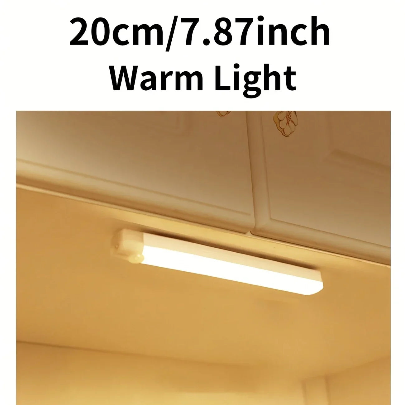 LED Under Cabinet Light with Motion Sensor Rechargeable Magnetic Strip for Stairs Hallway White/Warm Light Indoor Night Light