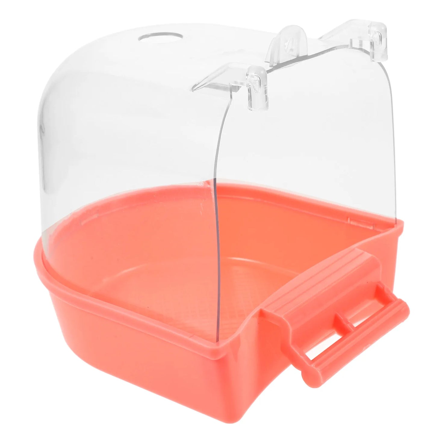 Parrot Bath Box Hanging Tub for Cage Pet Parakeet Durable Reusable Smooth Edges No Leaks Easy Install Parrot Bath Box