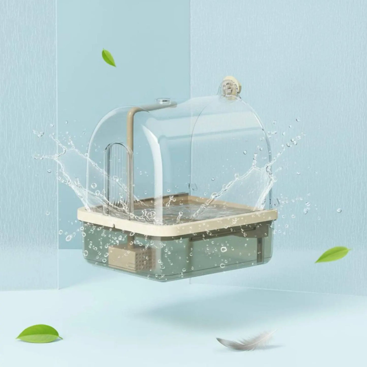 Automatic Bird Bath Wireless Sensor Parrot Bathtub Bird Shower Tub Transparent Cover Pet Supplies Non