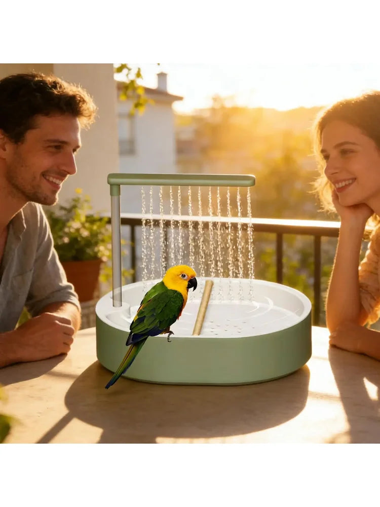 Bagno automatico per pappagalli con doccia, vasca per uccelli in gabbia, USB, acqua ricircolante, vasca da bagno per inseparabili e calopsitte, giocattolo per uccelli