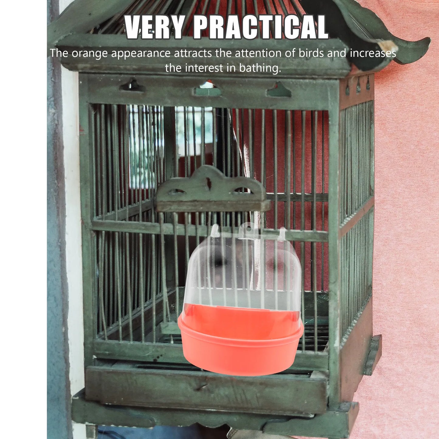 Parrot Bath Box Hanging Tub for Cage Pet Parakeet Durable Reusable Smooth Edges No Leaks Easy Install Parrot Bath Box