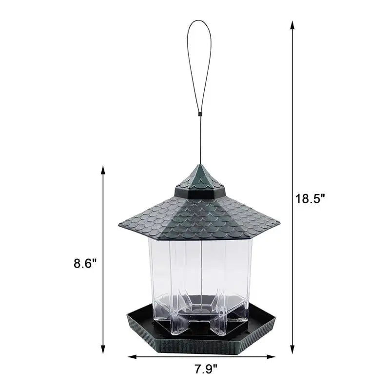 Waterproof Garden Gazebo Hanging Wild Bird Feeder Outdoor Container With Hang Rope Pet Birds Feeding House Type Bird Feeder