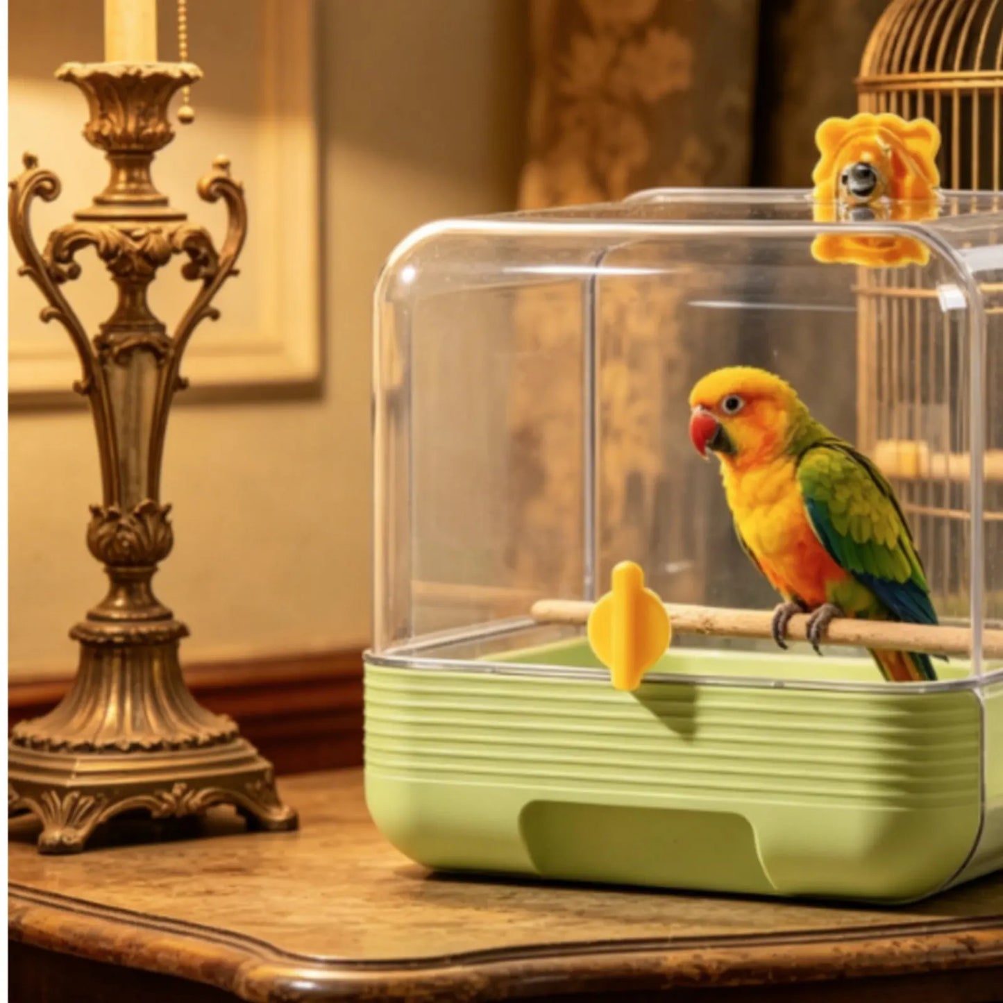 Parrot Bathing Tub Multi Function External Bird Bath Parakeet Bathing Enclosure No Mess Pet Supply Leak Resistant