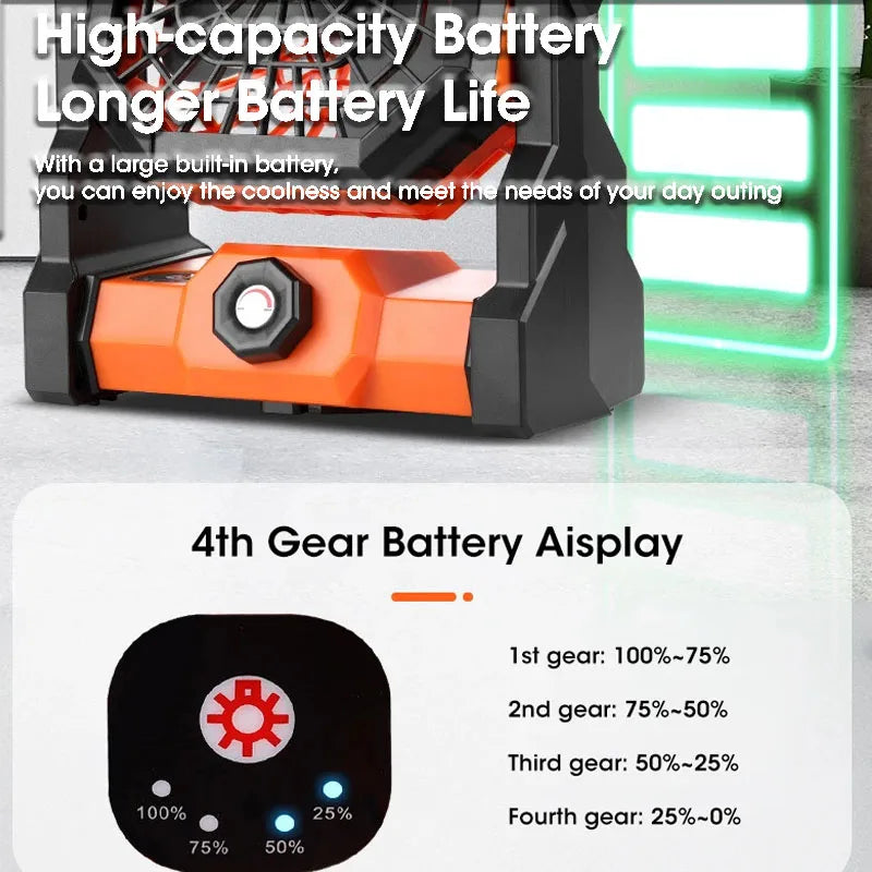 7800mAh Portable Rechargeable Camping Fan with LED Outdoor Cooling Fan for Human Pet Dogs Cats Personal Fan for Travel Hiking선풍기