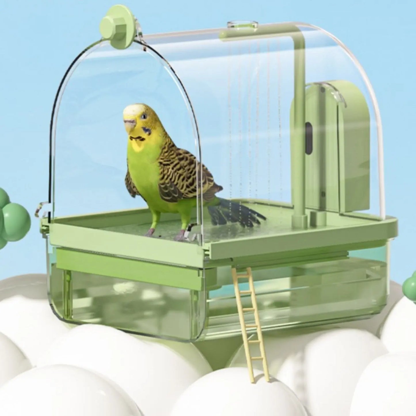 Automatic Bird Bath Wireless Sensor Parrot Bathtub Bird Shower Tub Transparent Cover Pet Supplies Non