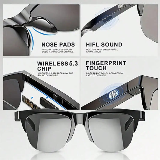 Ankriyul Smart Glasses With Wireless Earbuds-Stylish Design, Supports Music Playback And Calls, Stereo Sound, Ideal For Driving, Sports, And Outdoor Activities, The Perfect Gift For Couples, 100mAh Battery Capacity