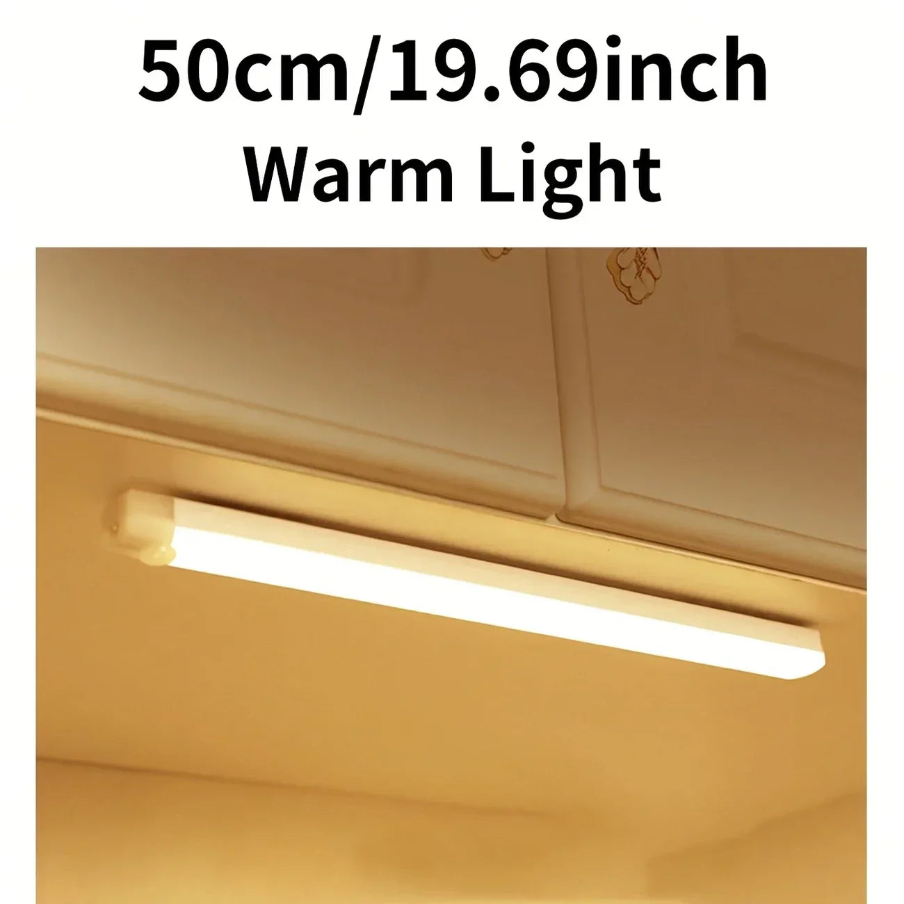 LED Under Cabinet Light with Motion Sensor Rechargeable Magnetic Strip for Stairs Hallway White/Warm Light Indoor Night Light
