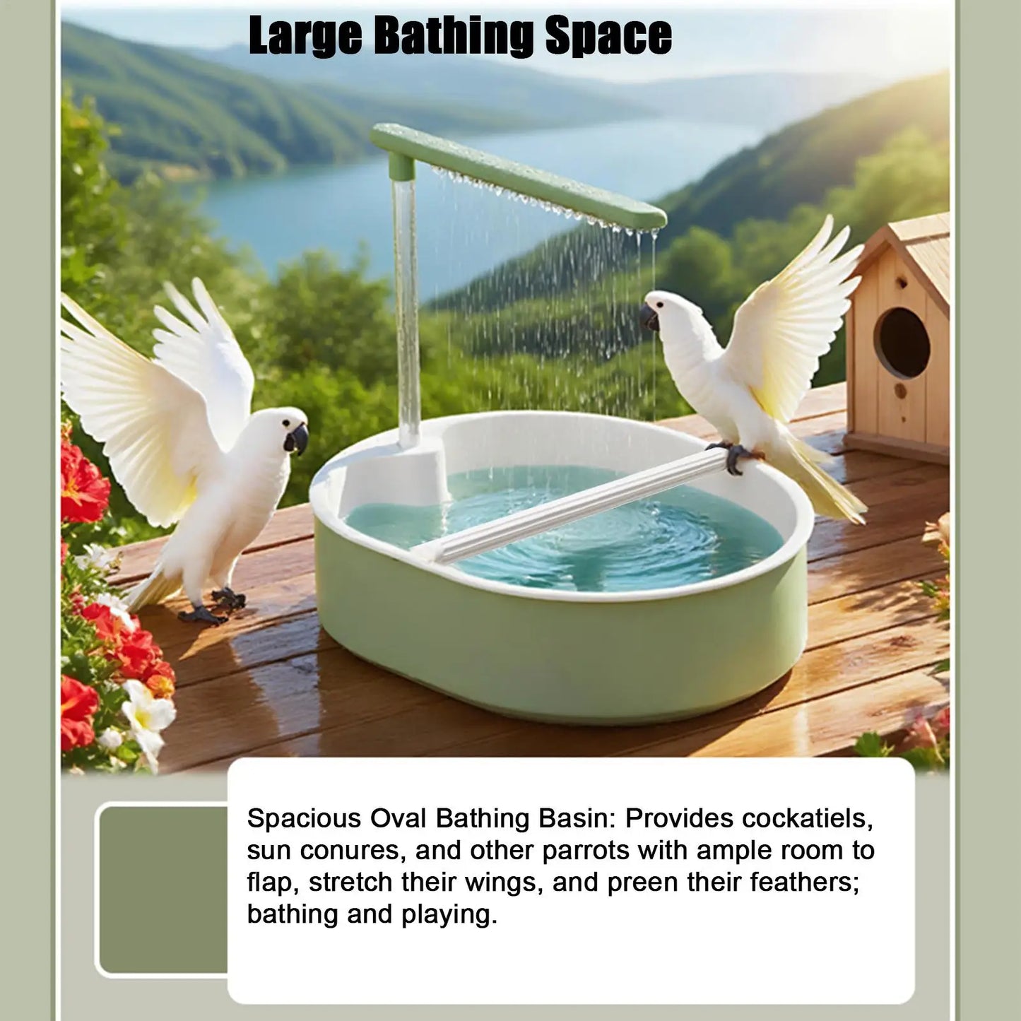 Pet Parrot USB Powered Bathtub Automatic Bird Bath Parrot Bath For Cage Indoor Parakeet Parrot Finch Cockatiel Conure Lovebird