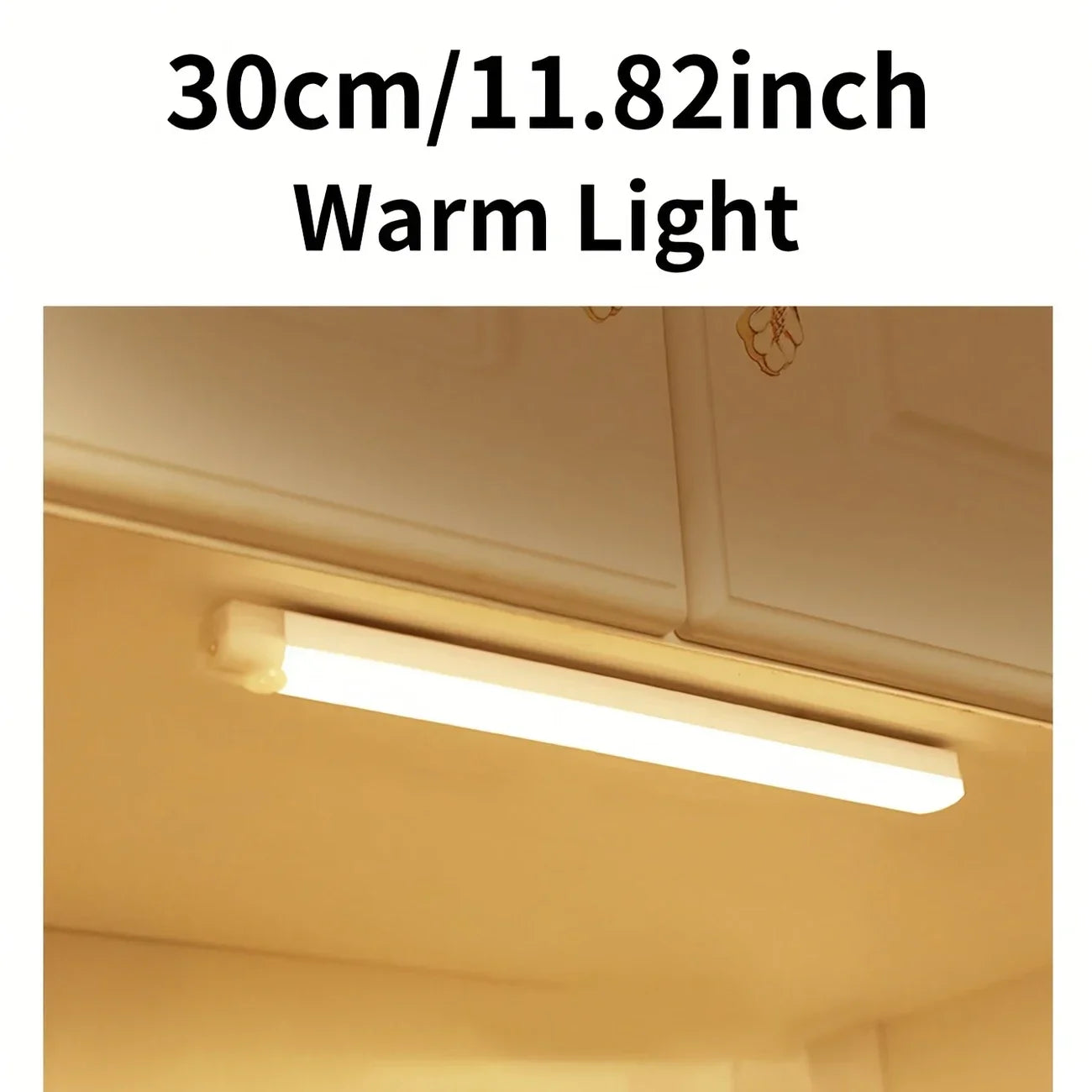 LED Under Cabinet Light with Motion Sensor Rechargeable Magnetic Strip for Stairs Hallway White/Warm Light Indoor Night Light
