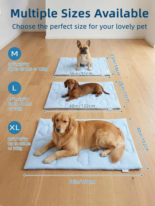 Dual-Sided Cooling Mat for Dogs – Cooling Fabric for Summer, Velvet for All Seasons – Portable for Crate, Car Seat, Sofa & Floor, Machine Washable, Keeps Cats, Dogs & Puppies Cool, Cloud Blue